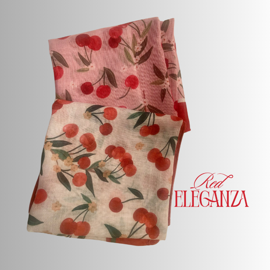 CHERRY PATTERN COTTON LINEN SCARF