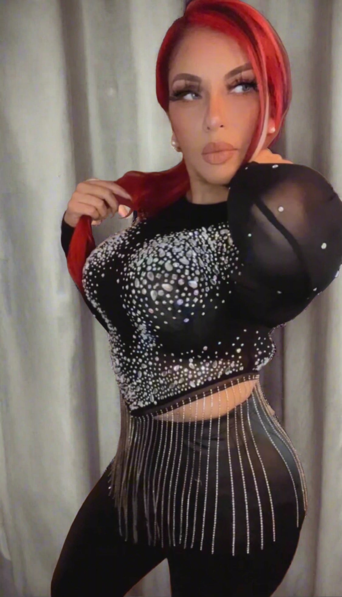CHIARAGLAM RHINESTONE MESH TOP (FINAL SALE)