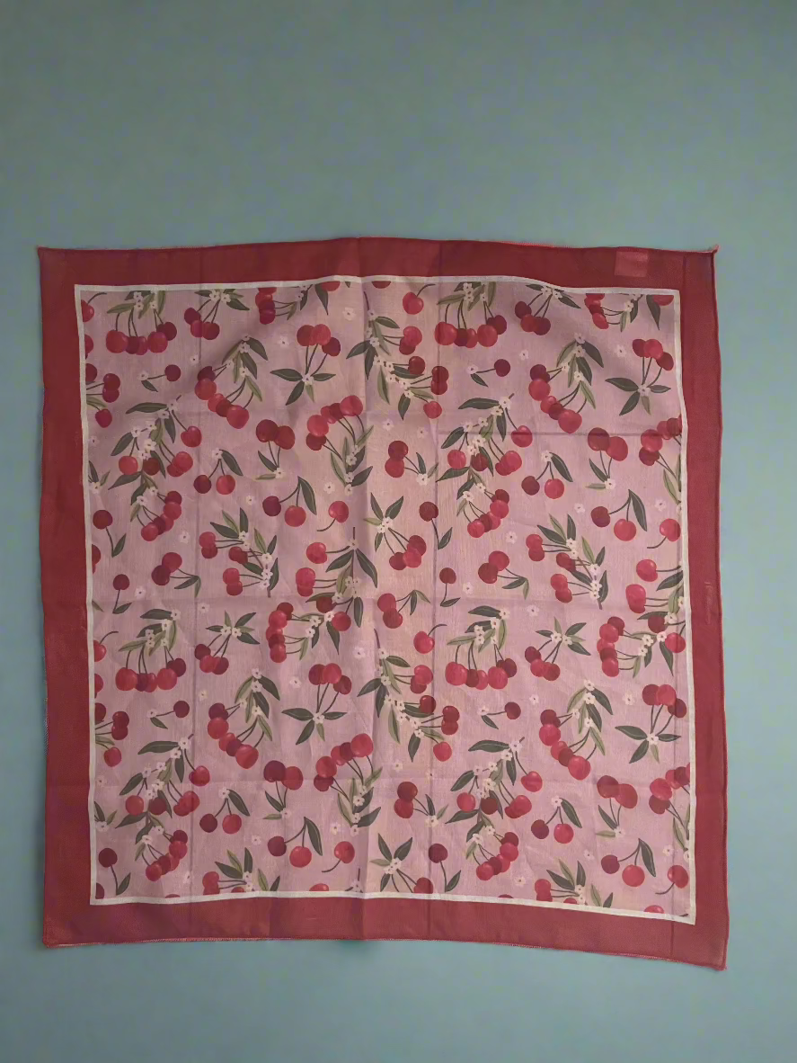 CHERRY PATTERN COTTON LINEN SCARF