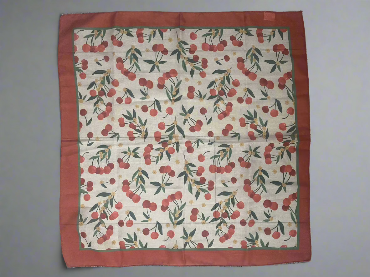 CHERRY PATTERN COTTON LINEN SCARF