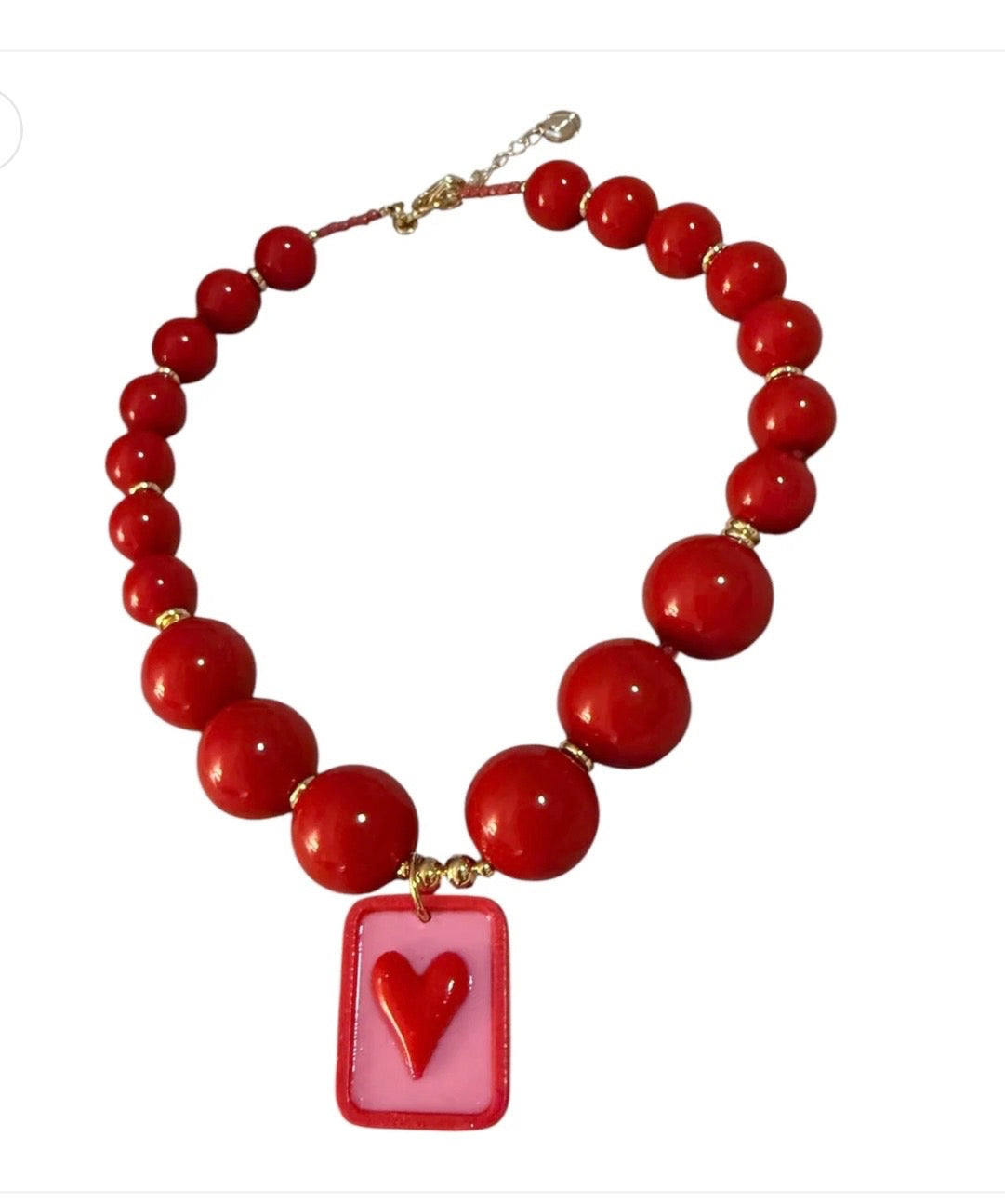 Statement Heart Red Bead Necklace