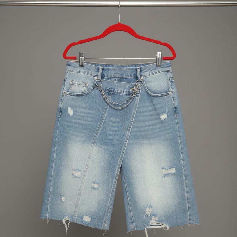 Distressed Bermuda Denim Shorts