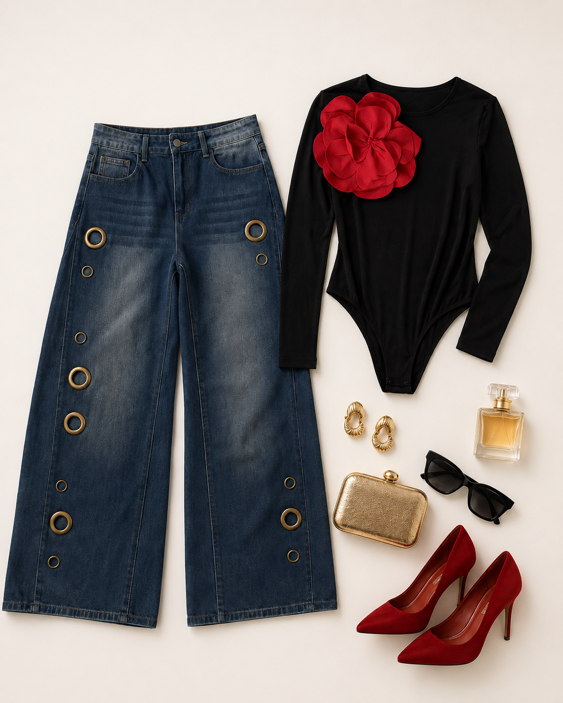 Roxanne Eyelet Wide-Leg Jeans