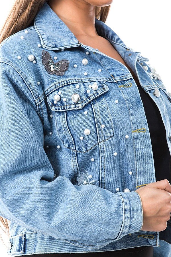 MONIQUE PEARL DENIM JACKET