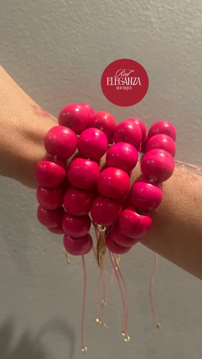 CHUNKY BEADS BRACELET (PINK FUSCHIA)