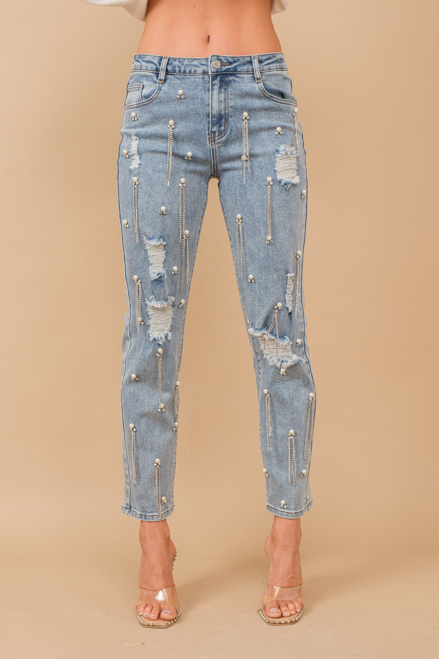 ABIGAIL RHINESTONES DENIM JEANS