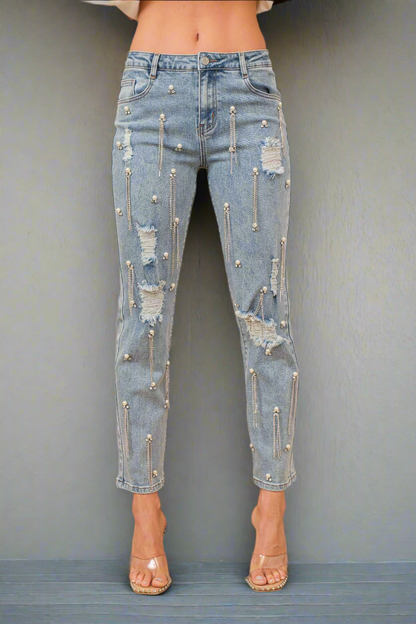 ABIGAIL RHINESTONES DENIM JEANS