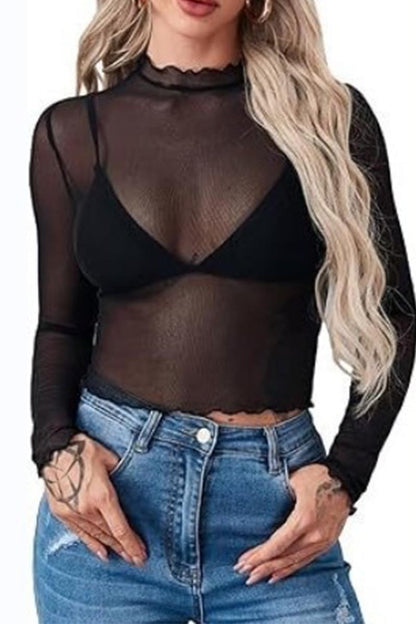 CAMILA MESH TOP (PINK & BLACK)