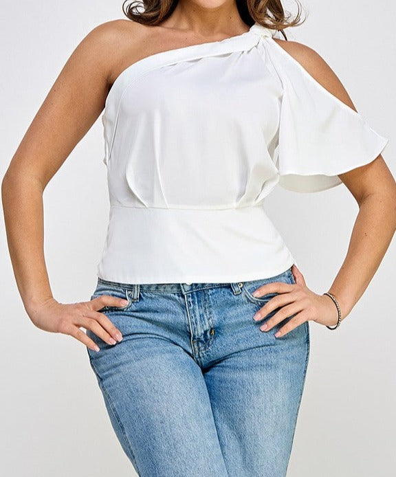 Mariana White Asymmetrical Top