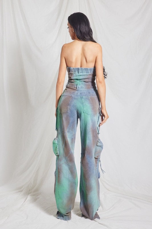 DENIM CARGO JUMPSUIT