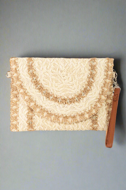 STRAW STICH CLUTCH/CROSSBODY BAG