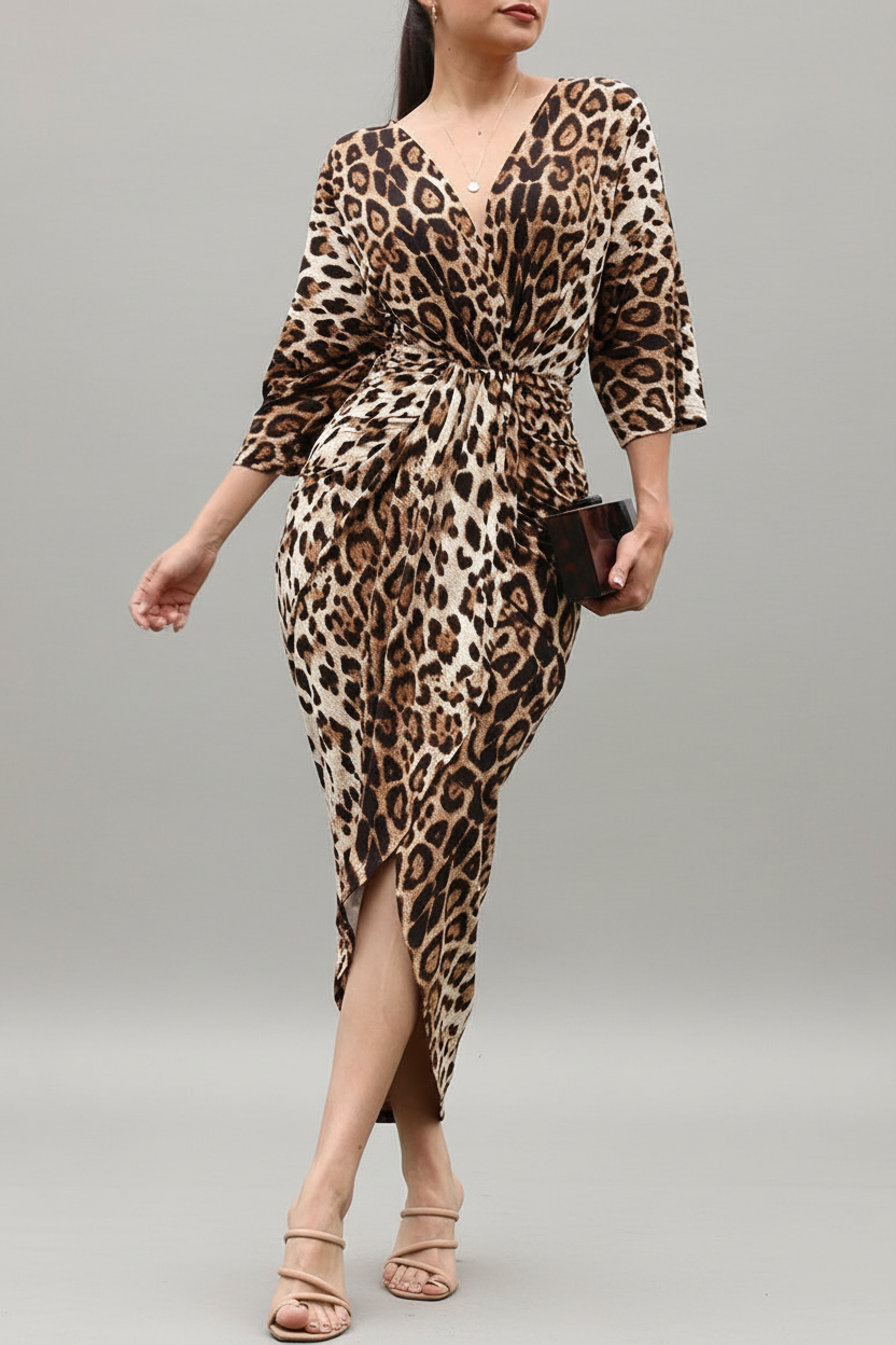 VANESSA LEOPARD MIDI DRESS