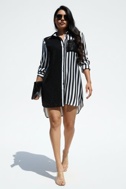 DANIELA SLEEK STRIPED SHIRT DRESS