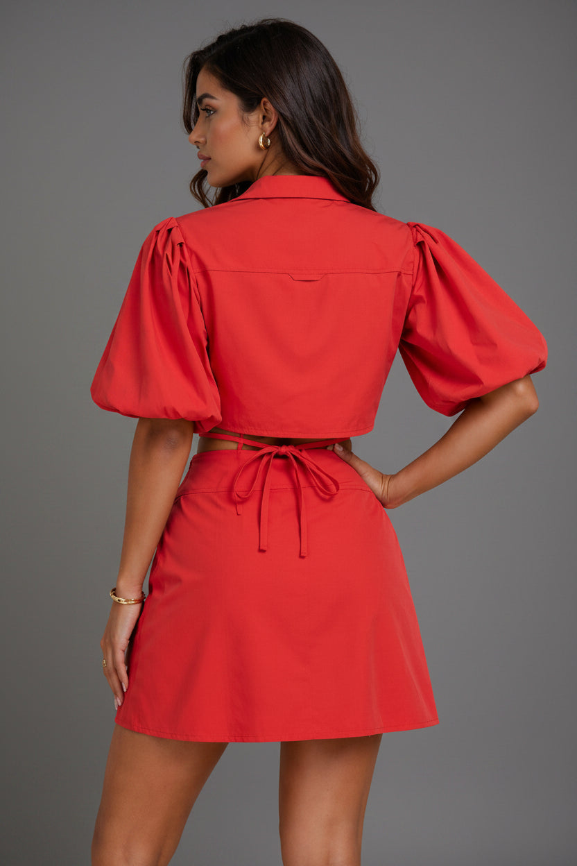 Isabella Cut-Out Red Mini Dress