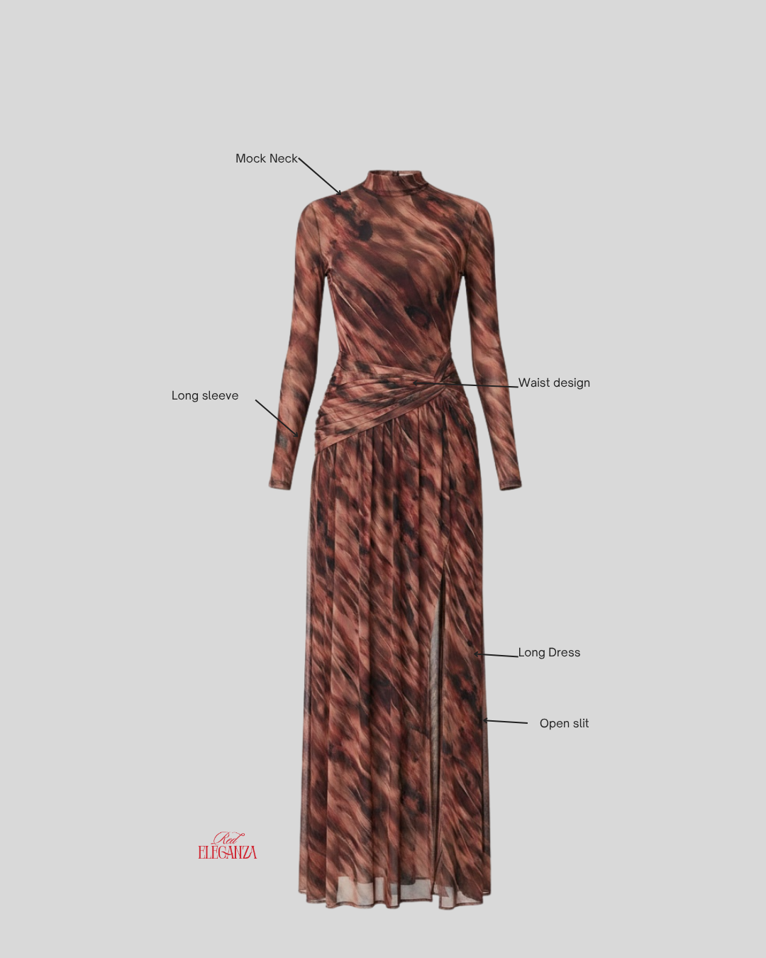 Anastasia Brown Abstract Mesh Dress