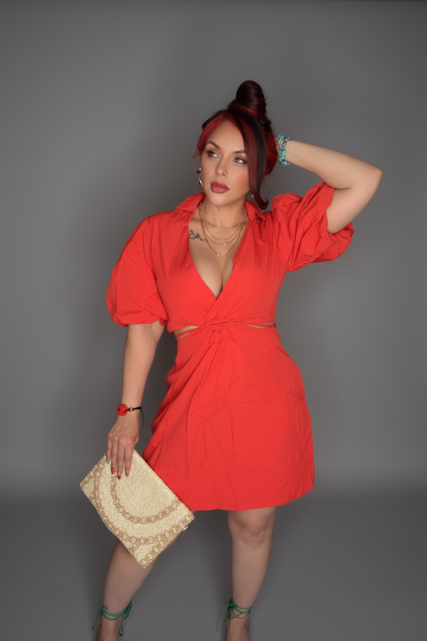 Isabella Cut-Out Red Mini Dress
