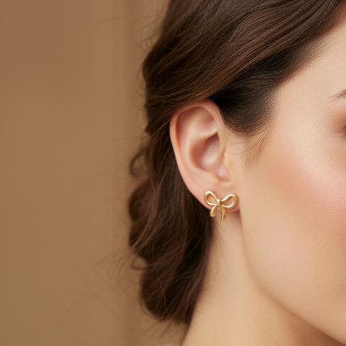 Gold Bow Earrings