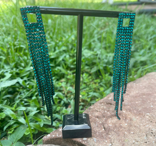 SHINE BRIGHT DROP EARRINGS (DARK GREEN AND ROYAL BLUE)