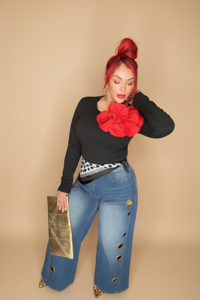 Roxanne Eyelet Wide-Leg Jeans