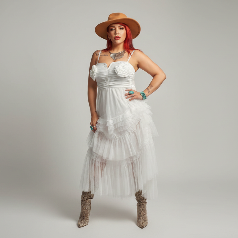 ROSIE WHITE MESH DRESS