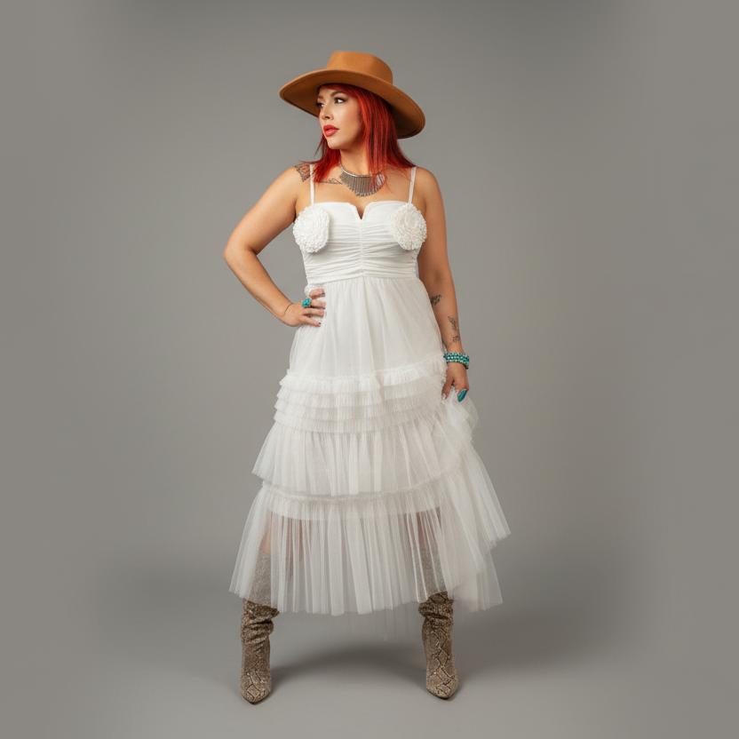 ROSIE WHITE MESH DRESS