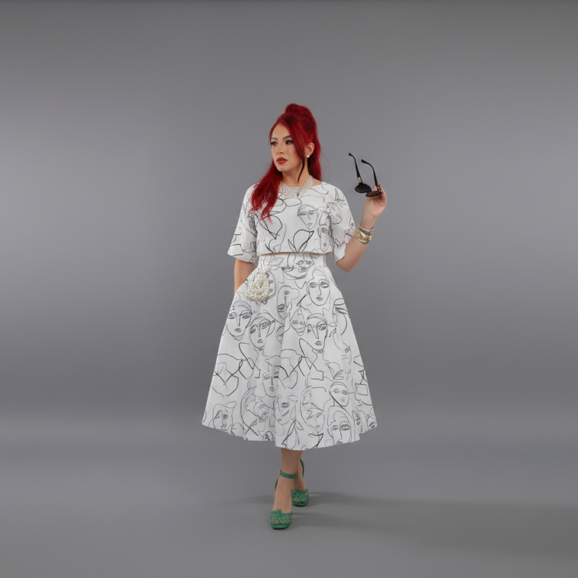 THE ELISE ABSTRACT SKIRT SET