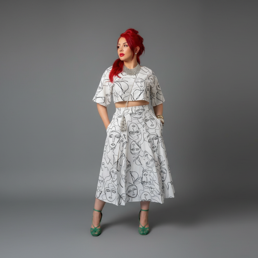 THE ELISE ABSTRACT SKIRT SET