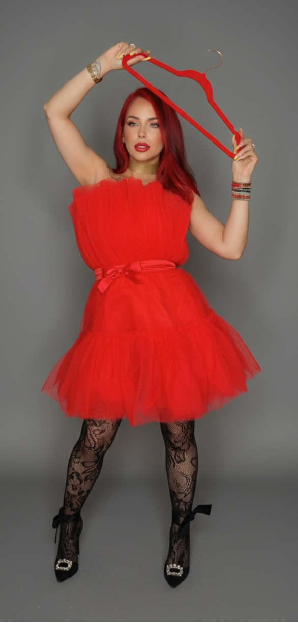 INFERNO  RED TULLE DRESS