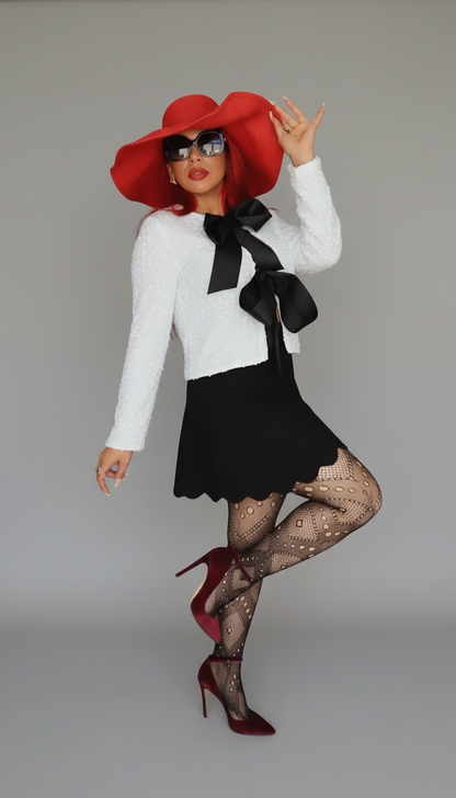 Lady Sue Bow Sequin Cardigan