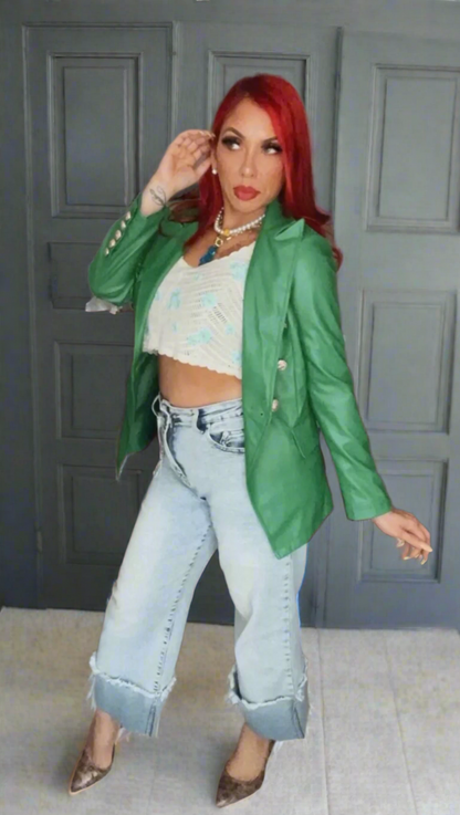 FRANCESCA LEATHER GREEN JACKET