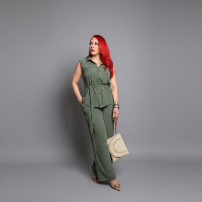 The Alessia Olive Green Vest Pant set