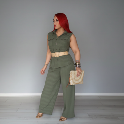 The Alessia Olive Green Vest Pant set