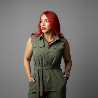 The Alessia Olive Green Vest Pant set