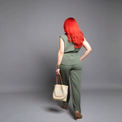 The Alessia Olive Green Vest Pant set