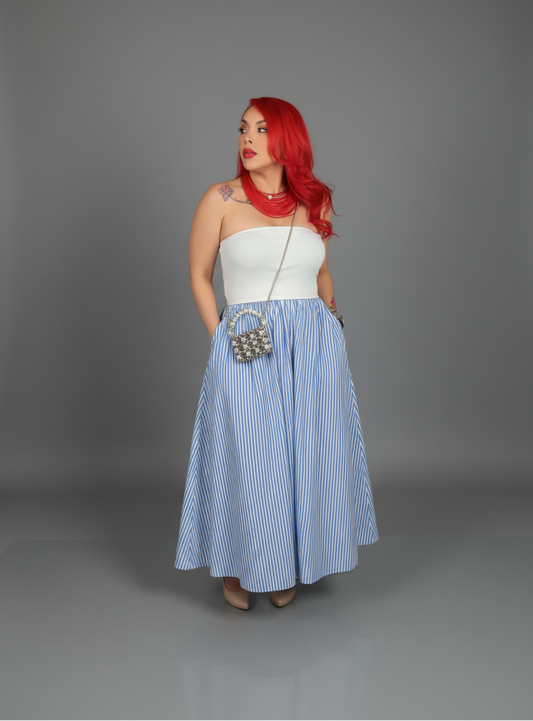 Santorini Midi strapless Dress