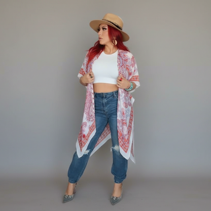 BLISSFUL KIMONO (RED & BROWN)