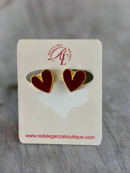 Burgundy Heart Earrings