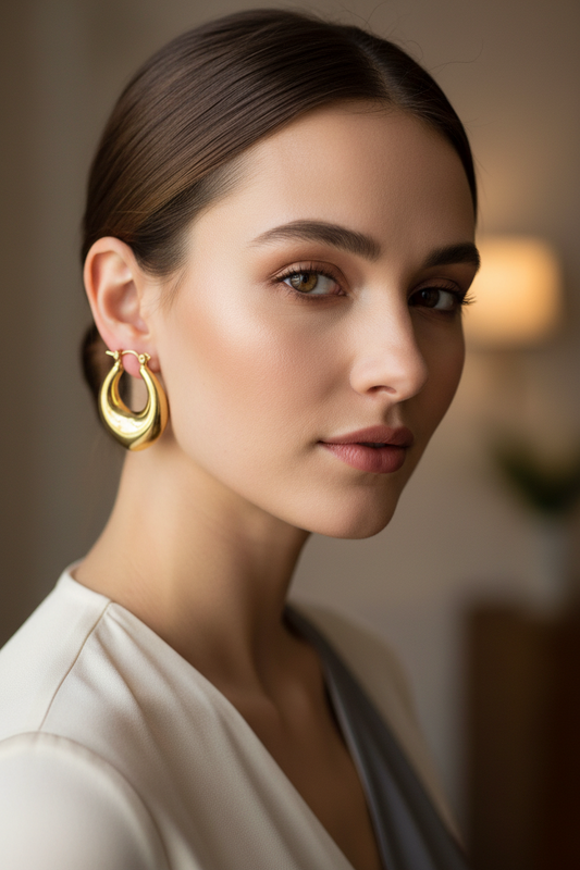 Gold-Tone Brass Gold Hoop Earrings