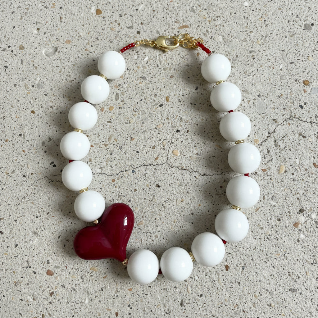 Statement Beaded Heart Necklace