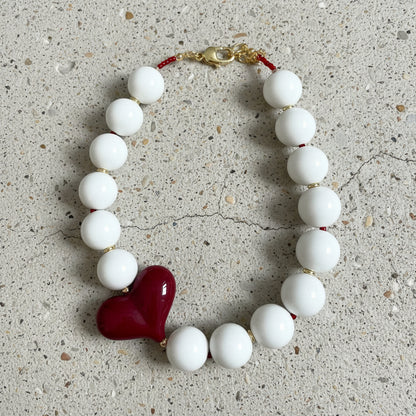 Statement Beaded Heart Necklace