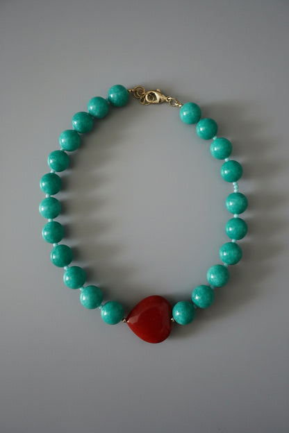 Statement Beaded Heart Necklace
