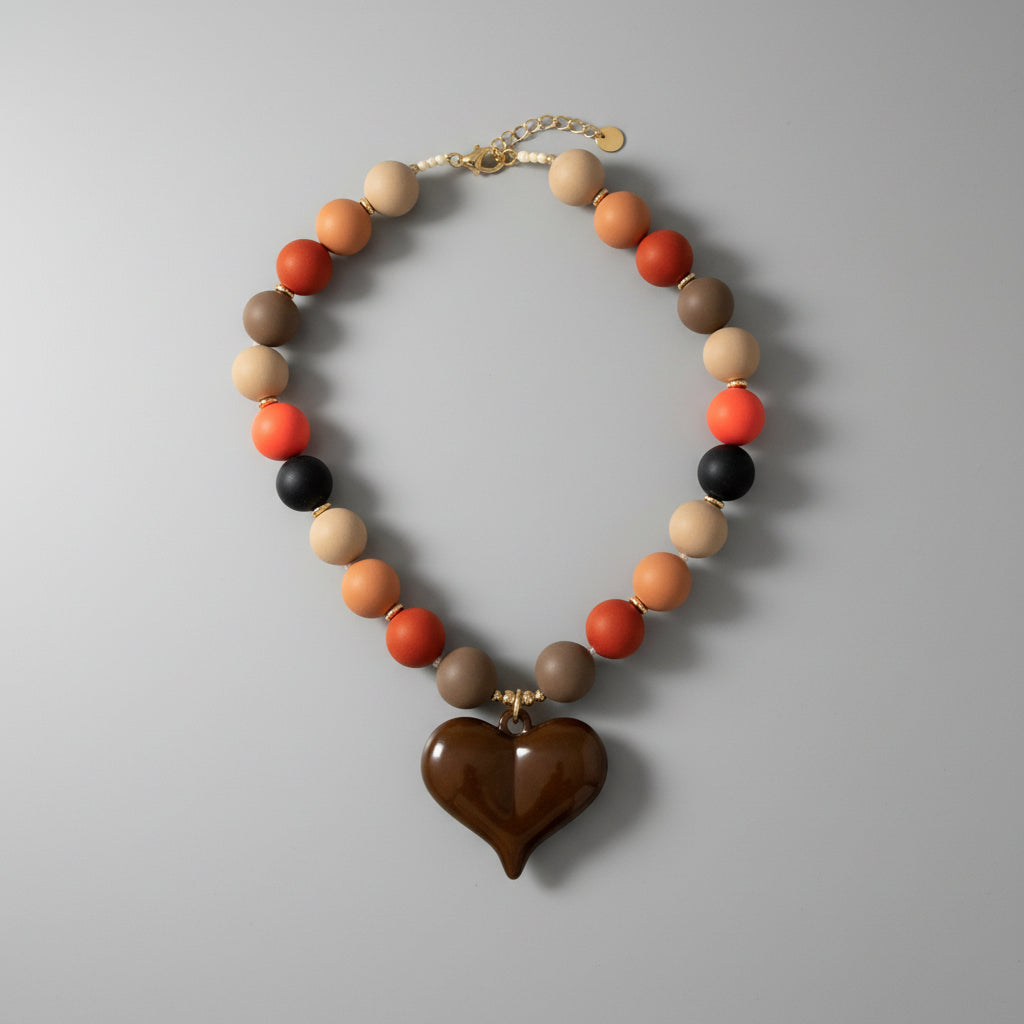 Statement Beaded Heart Necklace