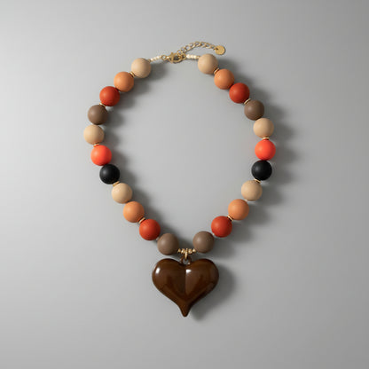 Statement Beaded Heart Necklace
