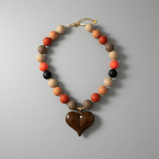 Statement Beaded Heart Necklace