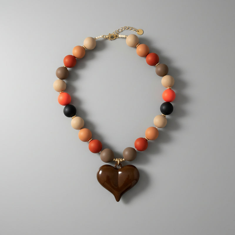 Statement Beaded Heart Necklace