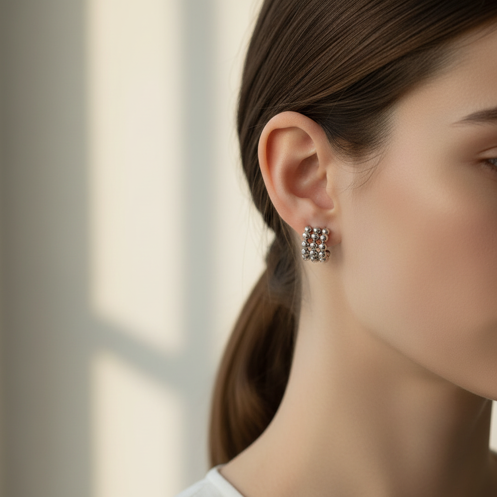 Textured Silver Modern Ear cuff