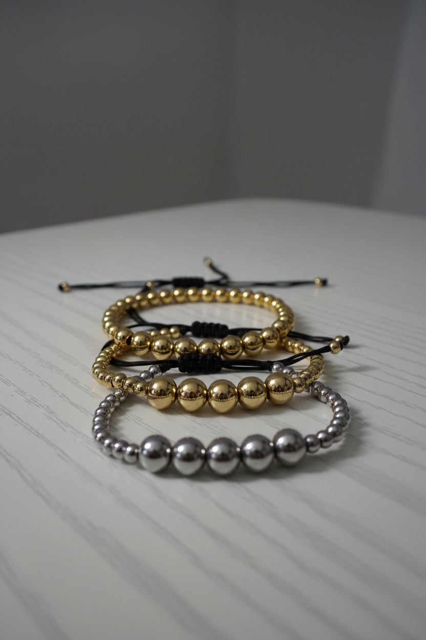 Gold and Silver Tone Beaded Bracelet