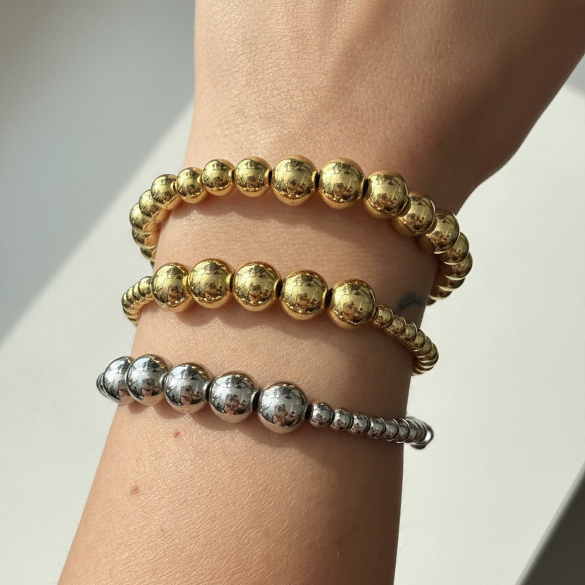 Gold and Silver Tone Beaded Bracelet