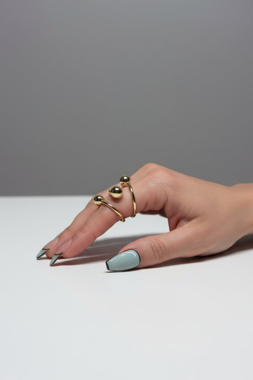 Gold tone and Pearl Ball Ring