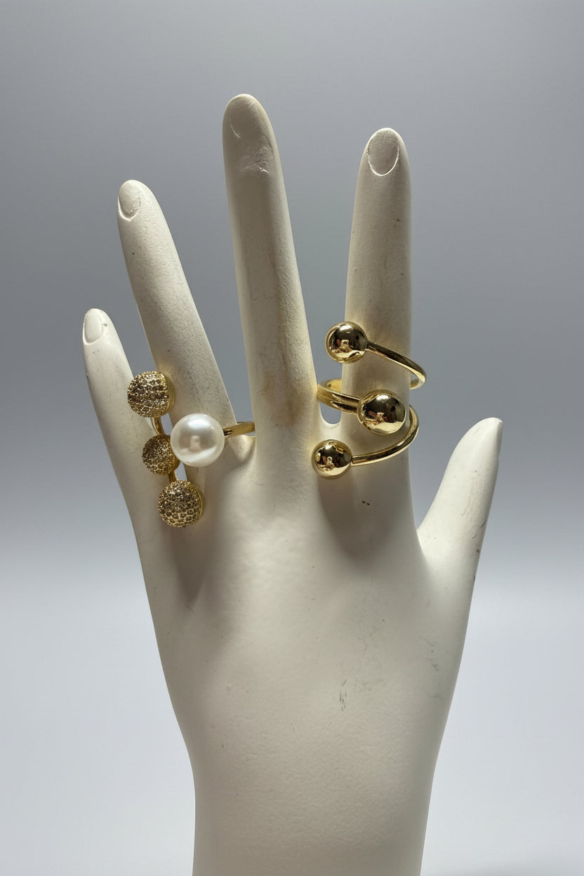 Gold tone and Pearl Ball Ring